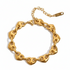 Reneax and Company gold heart link chain bracelet with polished finish and adjustable extender chain