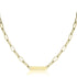 Reneax and Company gold paperclip chain necklace featuring a personalized rectangular name plate engraved with whatever text you want.