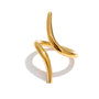 Reneax and Company minimalist gold-tone spiral wrap ring with a polished, high-shine finish.