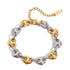 Reneax and Company two-tone silver and gold interlocking heart link chain bracelet with adjustable extender clasp